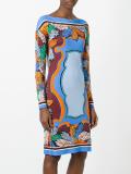 feather motif fitted dress