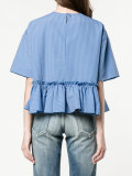 stripe ruffle seersucker top