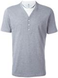 buttoned V-neck T-shirt