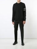 distressed sleeve stripe sweatshirt