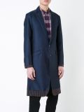 contrast panel long single breasted jacket