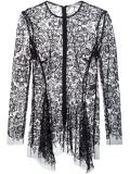 sheer floral embroidery blouse