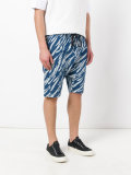 printed denim shorts