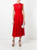heavy lace pleated midi dress