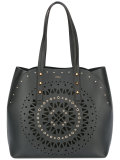 geometric pattern studded tote