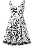 brush print flared dress