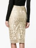 metallic pencil skirt