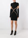 sheer panel fitted dress