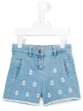 anchor print denim shorts