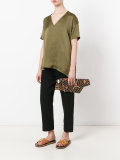 geometric print asymmetric clutch