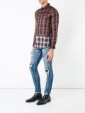 panelled checked shirt