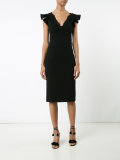 ruffled sleeves V-neck dress
