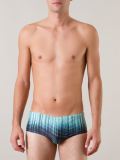 printed swim trunks