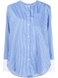 collarless striped shirt