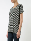 striped distressed trim T-shirt