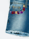 beaded pockets denim shorts 