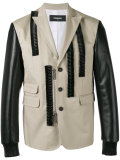 leather ruffle blazer