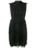 sleeveless ruffled lace dress