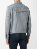 logo embroidered striped jacket