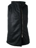 hooded sleeveless biker jacket