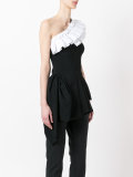 one shoulder frill trim top