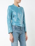 collarless biker jacket