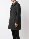layered buttoned hooded coat