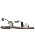 metallic flat sandals