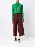 metallic tie collar blouse