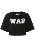 'war' print cropped sweatshirt