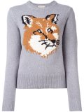 'fox'图案套头毛衣