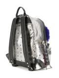 logo print metallic backpack
