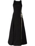 side lace tie up evening dress