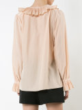 pleated deep neck blouse