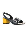 snakeskin effect buckled sandals