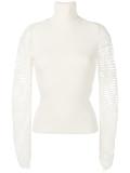 sheer ribbed sleeve jumper