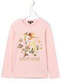 floral and butterfly print T-shirt