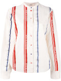 mandarin neck striped shirt