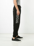 'work' print sweatpants