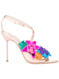 floral metallic sandals