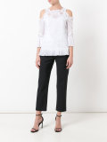 lace insert cold-shoulder blouse