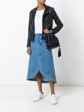 curved hem denim skirt 