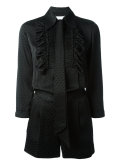 ruffle placket patterned playsuit