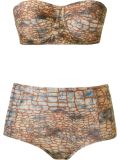abstract print bandeau bikini set