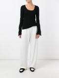 flared sleeve knitted blouse