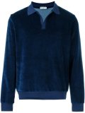 V-neck velvet polo shirt