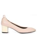 contrast block heel pumps