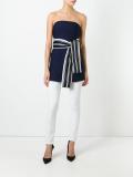 belted strapless blouse