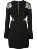 sheer detail fitted dress