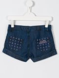 floral pocket denim shorts